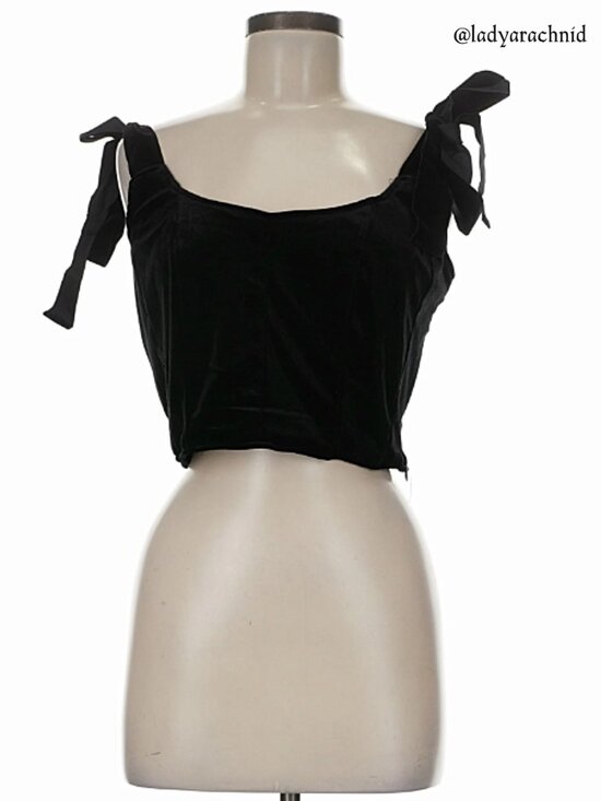 DISTURBIA Lisette velour tie strap corset top - Picture 6 of 10